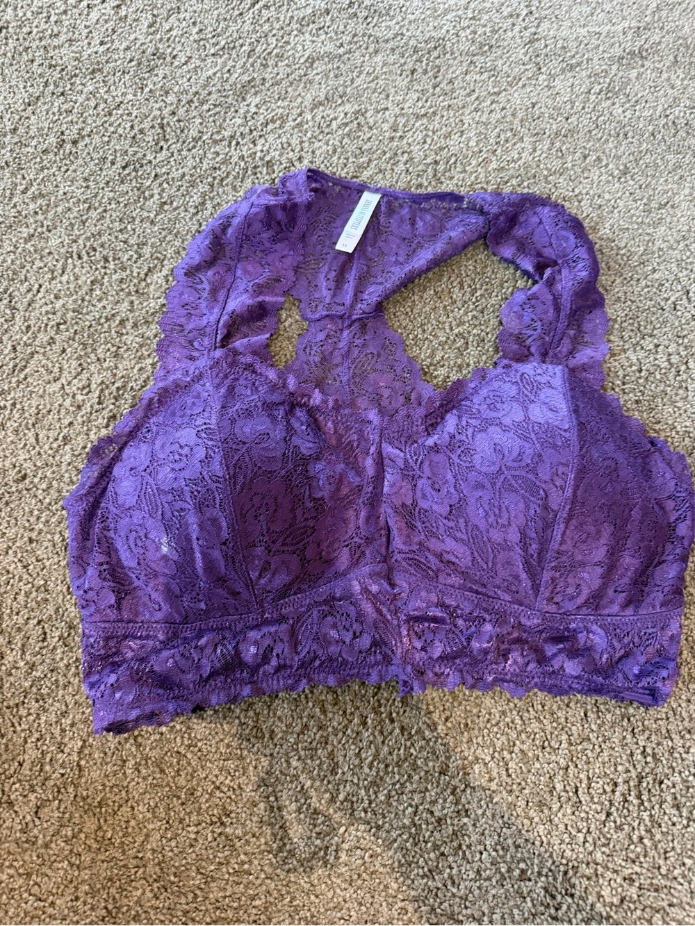 Zenana Outfitters Purple Lace Racerback Bralette Sz 1x